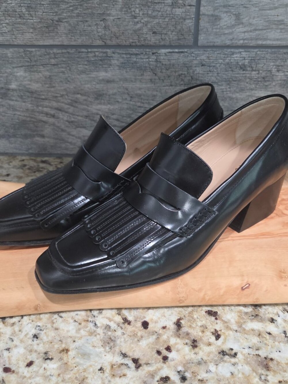 Boden | Women’s 40 (US 9.5) | Black Patent Leather Block Heeled Kiltie Loafers